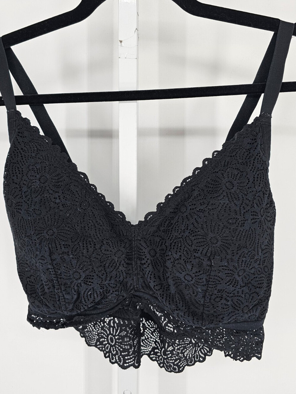 Auden Womens Sz XXL Longline Bralette Bra Cross Back Black Lace